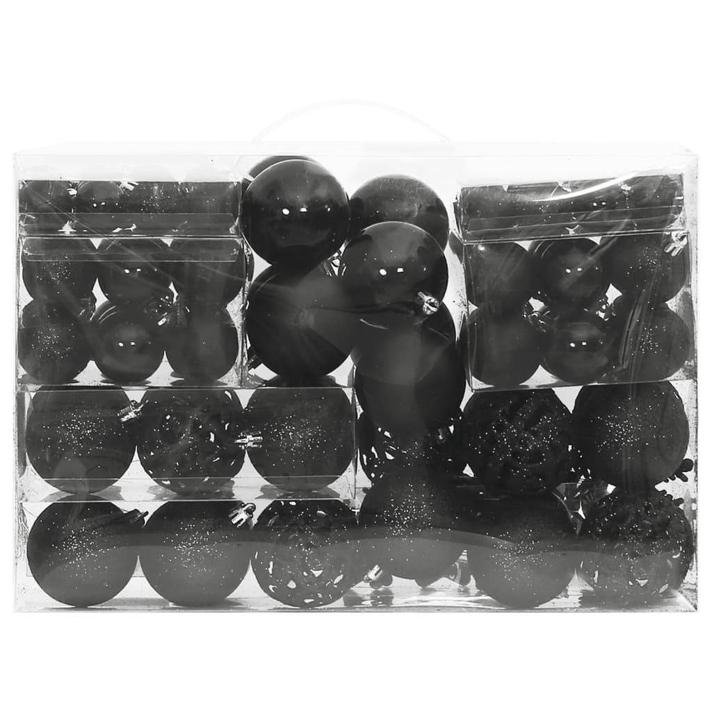 Ensemble de boules de Noël - Ornements de Noël - décorations de Noël 111 pièces noir polystyrène - Image 1