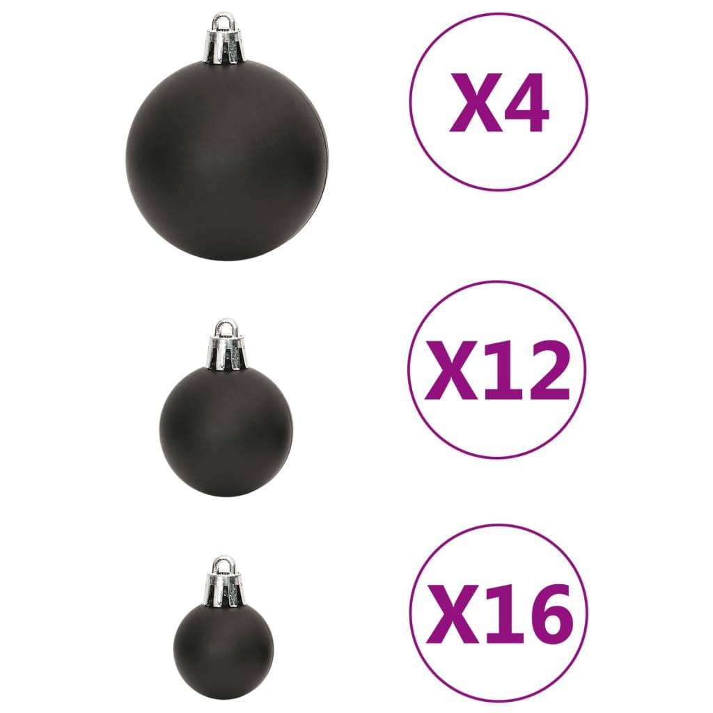 Ensemble de boules de Noël - Ornements de Noël - décorations de Noël 111 pièces noir polystyrène - Image 5
