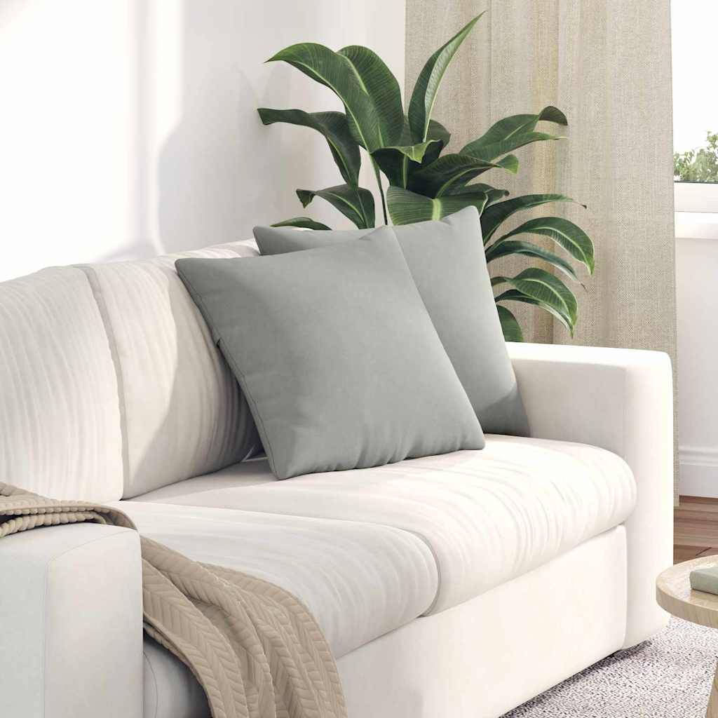 Lot de 2 Coussins Décoratifs Tissu Confortable avec Housse Amovible pour Salon Gris Clair 45x45 cm – ComfortXL Outdoor Living - Image 1