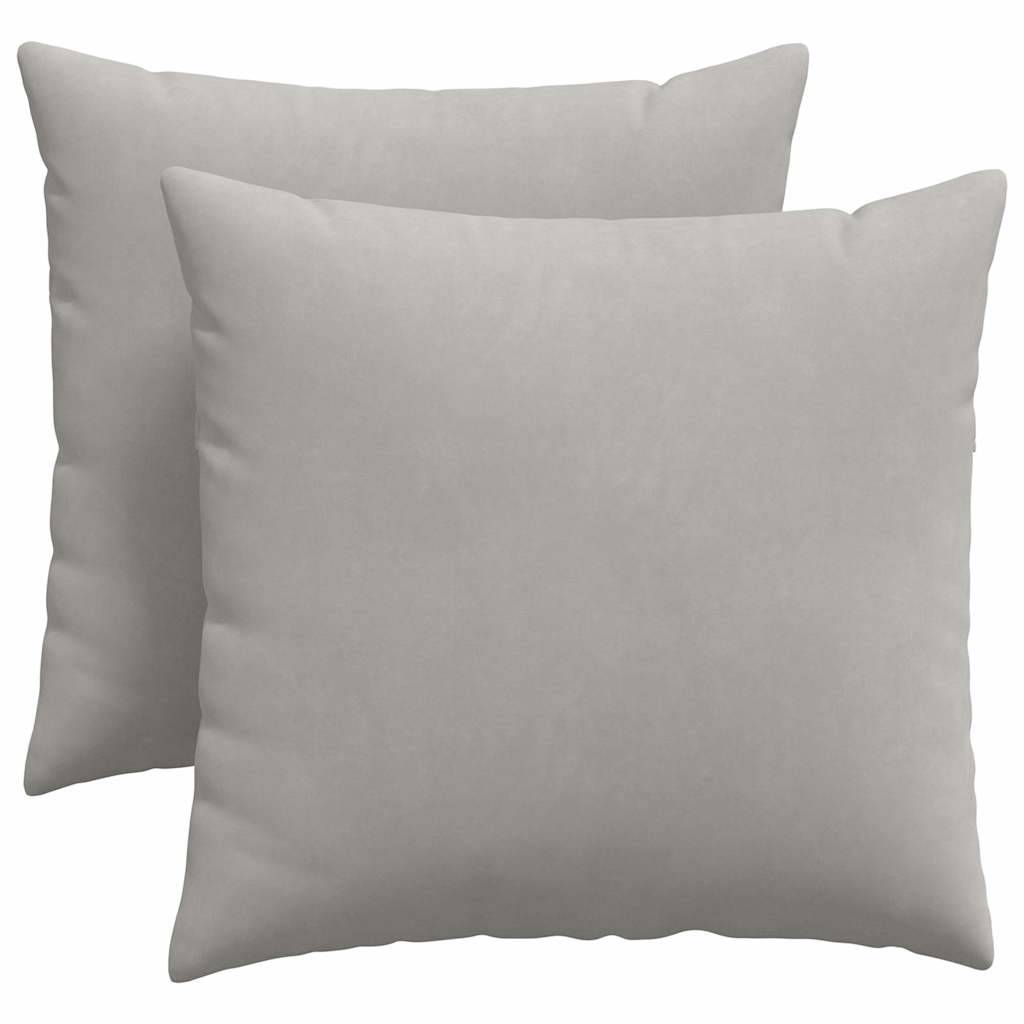 Lot de 2 Coussins Décoratifs Tissu Confortable avec Housse Amovible pour Salon Gris Clair 45x45 cm – ComfortXL Outdoor Living - Image 2