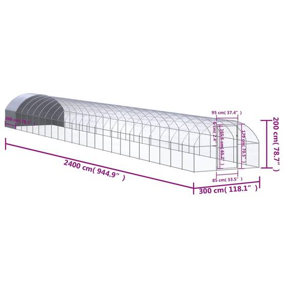 Poulailler extérieur Acier galvanisé Toit PE jardin 3x24x2 m – ComfortXL Outdoor Living - Image 9