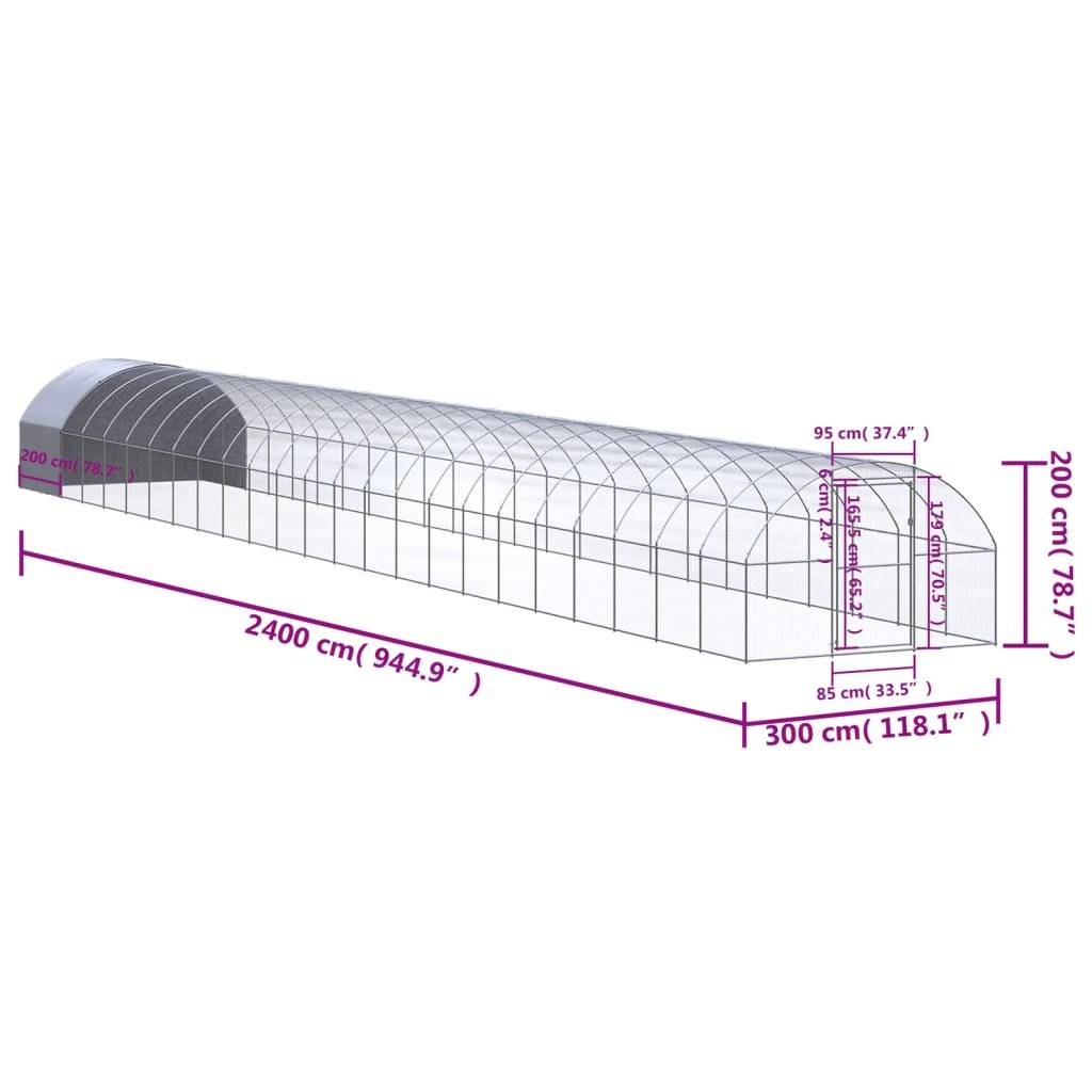 Poulailler extérieur Acier galvanisé Toit PE jardin 3x24x2 m – ComfortXL Outdoor Living - Image 9