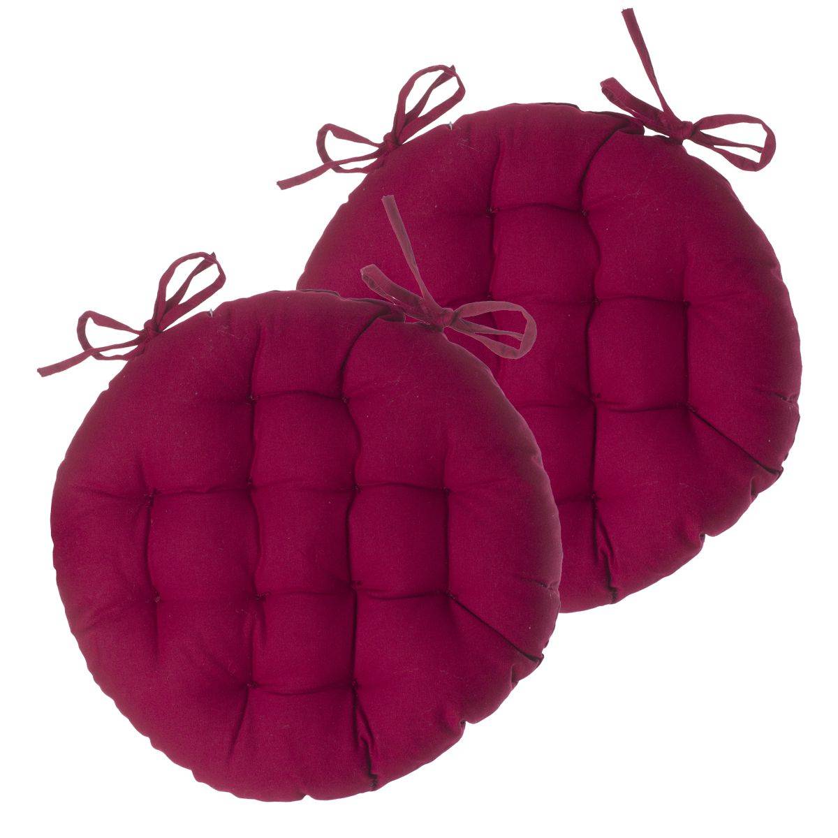 Lot de 2 Galettes de chaise en Coton Rouge D 38 cm - Image 1