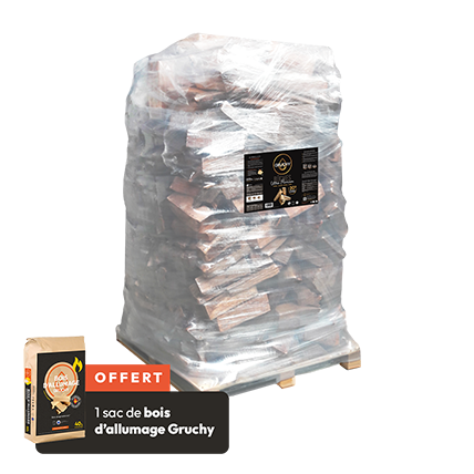 Bois de chauffage ULTRA PREMIUM- Gruchy 2000dm3 40cm 1,85 stère + 1 sac de bois d'allumage 40 litres - Gruchy OFFERT