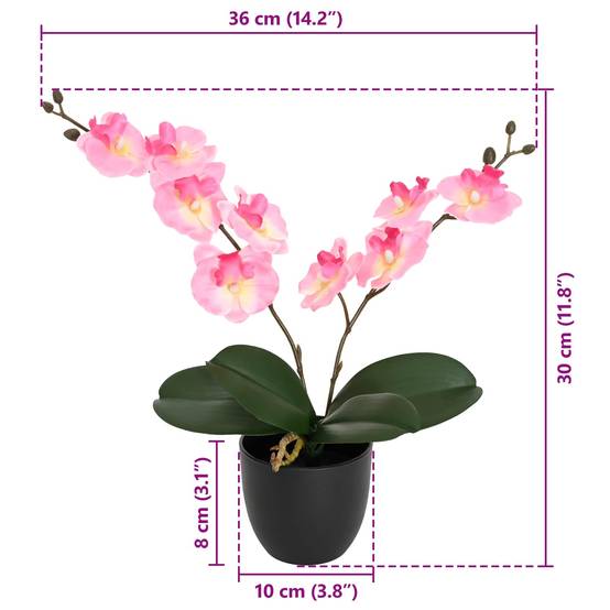 Orchidée artificielle tissu et PE rose 36 x 10 x 30 cm - PANGIVO - Image 5