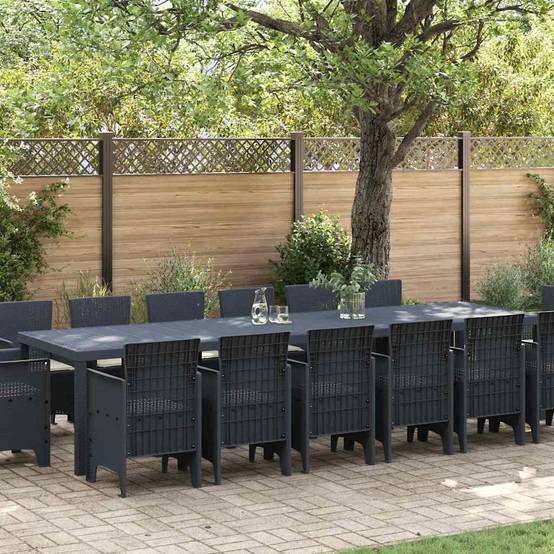 ComfortXL - Table et Chaises de Jardin 14 Places Résine Tressée Ensemble Grande Capacité pour Extérieur Anthracite – ComfortXL Outdoor Living - Image 1