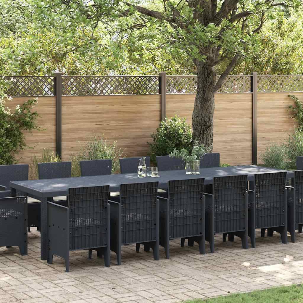 ComfortXL - Table et Chaises de Jardin 14 Places Résine Tressée Ensemble Grande Capacité pour Extérieur Anthracite – ComfortXL Outdoor Living - Image 1