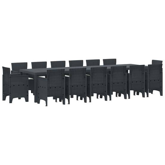 ComfortXL - Table et Chaises de Jardin 14 Places Résine Tressée Ensemble Grande Capacité pour Extérieur Anthracite – ComfortXL Outdoor Living - Image 2