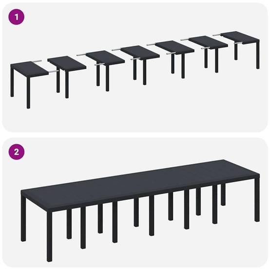 ComfortXL - Table et Chaises de Jardin 14 Places Résine Tressée Ensemble Grande Capacité pour Extérieur Anthracite – ComfortXL Outdoor Living - Image 7