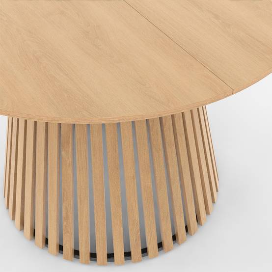 Table à manger ronde CARMEN 6 personnes pied bois en lattes et plateau bois 110 cm - Image 5