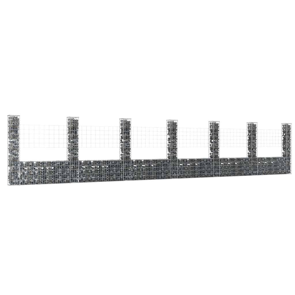 PANGIVO - Panier de gabion en fer argenté 740 x 20 x 150 cm avec 7 poteaux - PANGIVO - Image 1