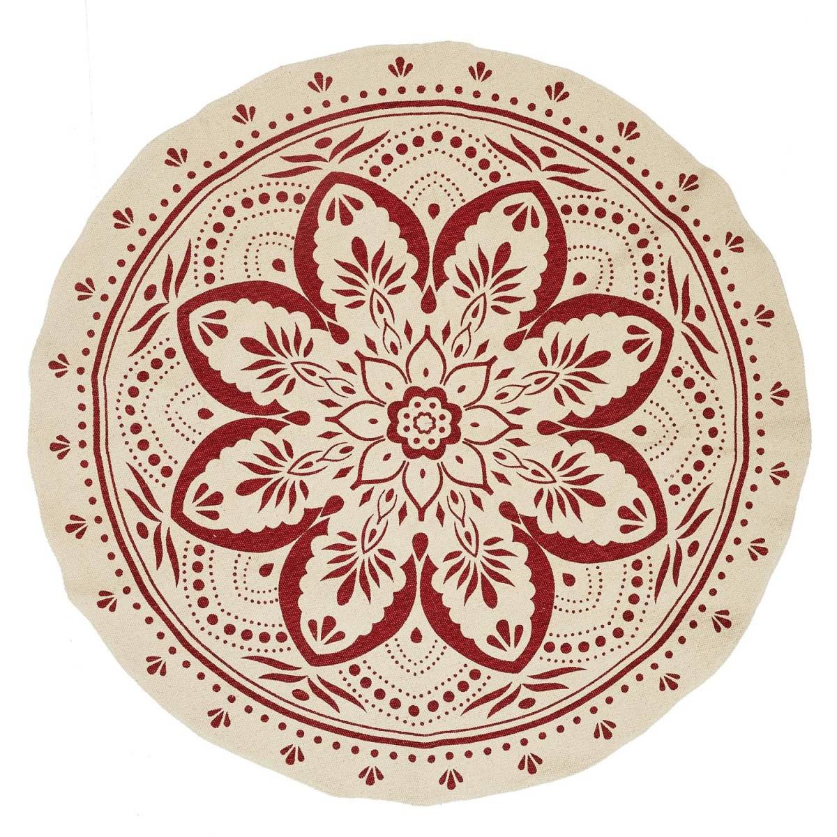 The Home Deco Factory - Tapis Rond Imprimé "Mandala" 120cm Terracotta - Image 1