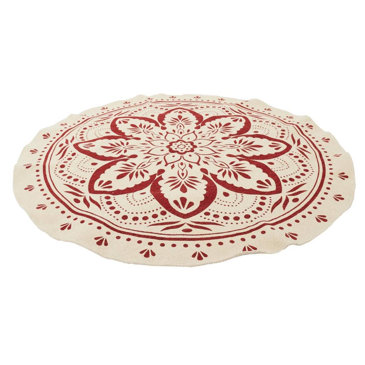 The Home Deco Factory - Tapis Rond Imprimé "Mandala" 120cm Terracotta - Image 2