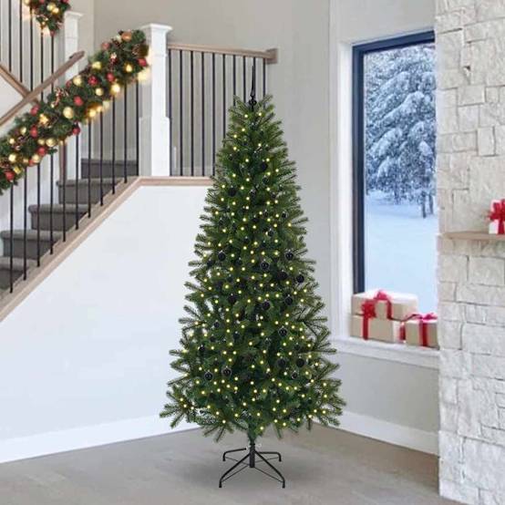 Sapin de Noël | Arbre de Noël artificiel avec 300 LED Vert 240 cm PE et PVC Maison Chic - Image 2