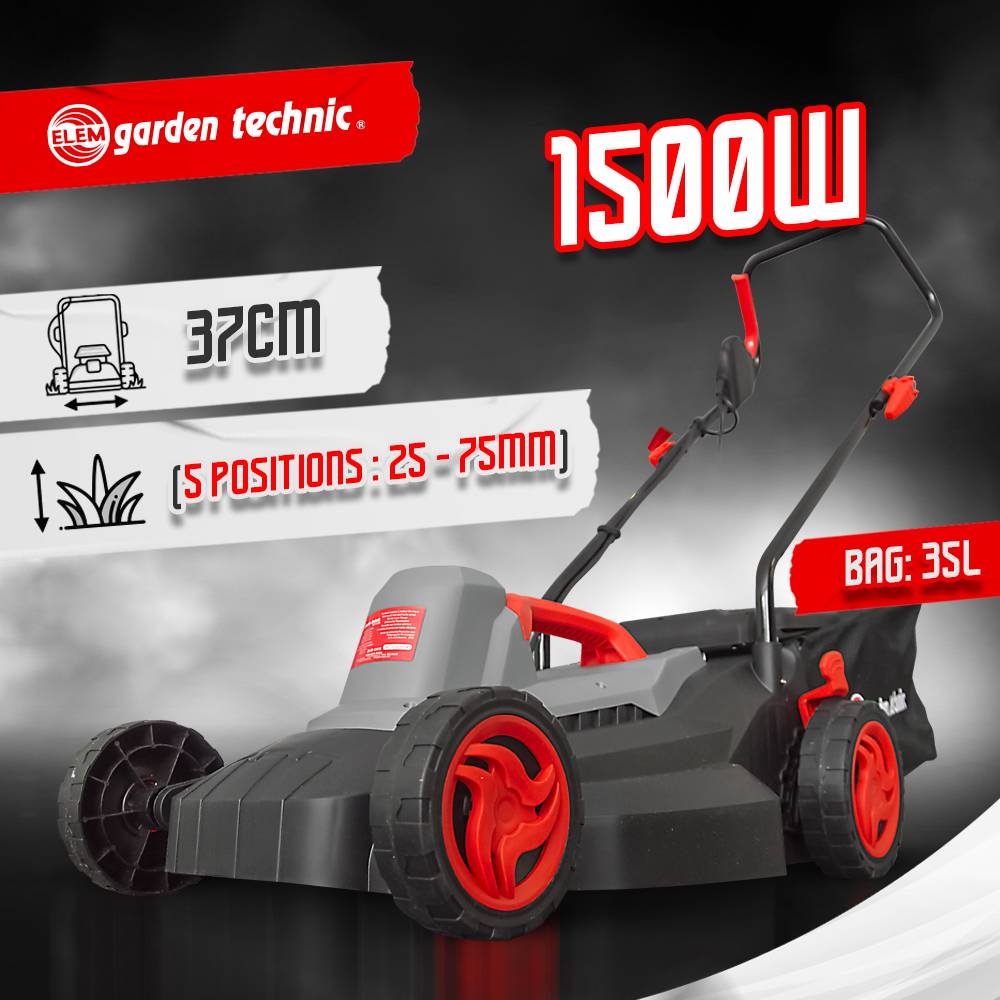 Elem Garden Technic - Tondeuse à gazon électrique 1500W - Largeur de coupe 37cm - Elem Garden - Image 2
