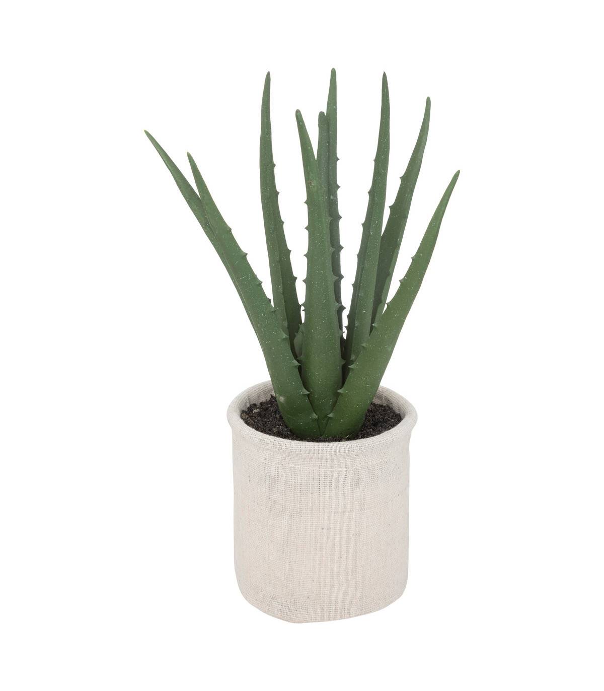 Plante artificielle Aloe vera Pot en coton H 29 cm - Image 1