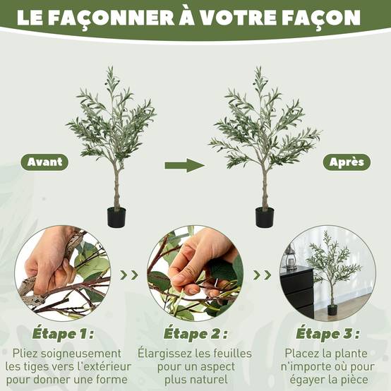 Olivier artificiel 120 cm plante artificielle intérieur, fausse plante décoration pour maison, bureau, salon, chambre - Image 8