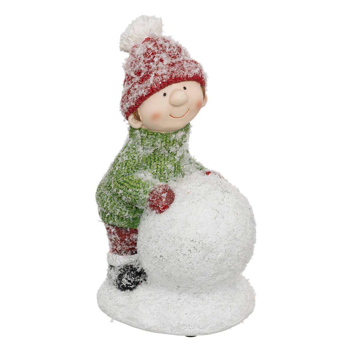 Fééric Lights & Christmas - Déco de Noël Enfant en résine avec Boule de Neige H 25 cm