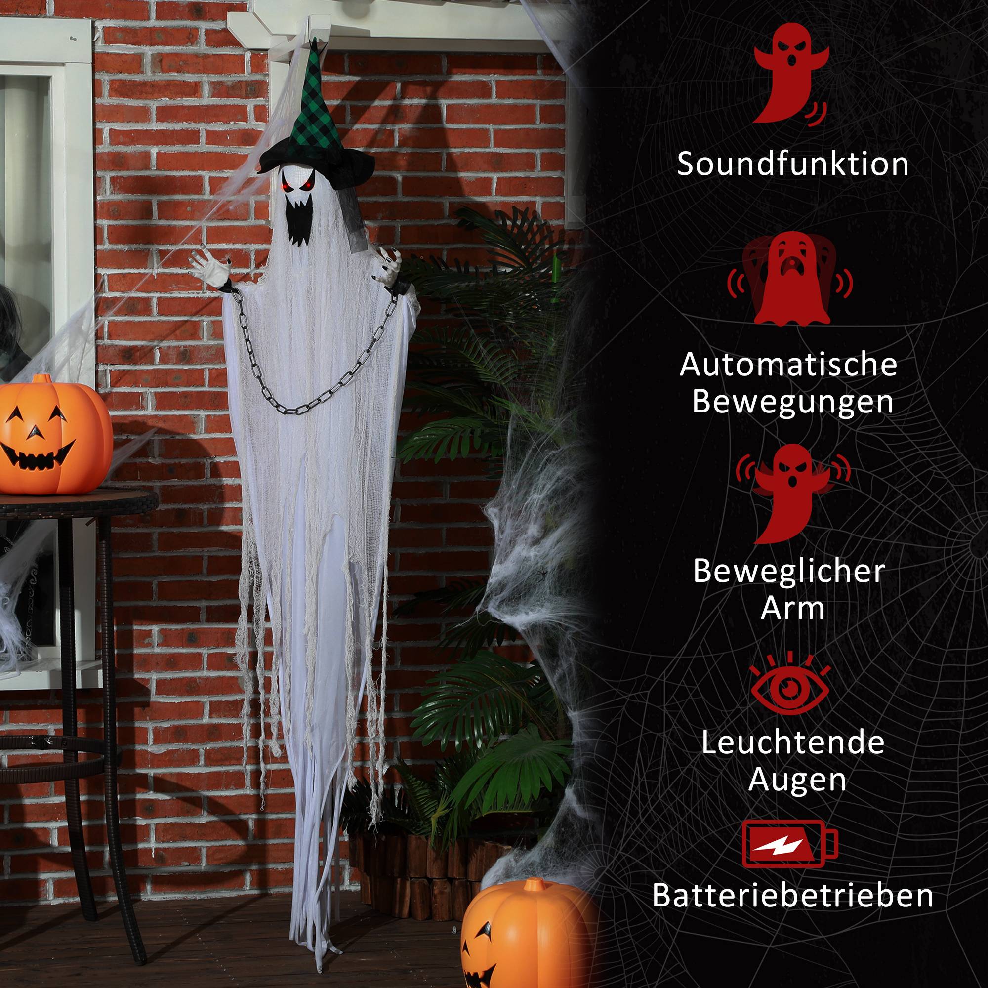 Sans Marque - Fantôme Halloween, hurlement et mouvement, batterie - Image 9