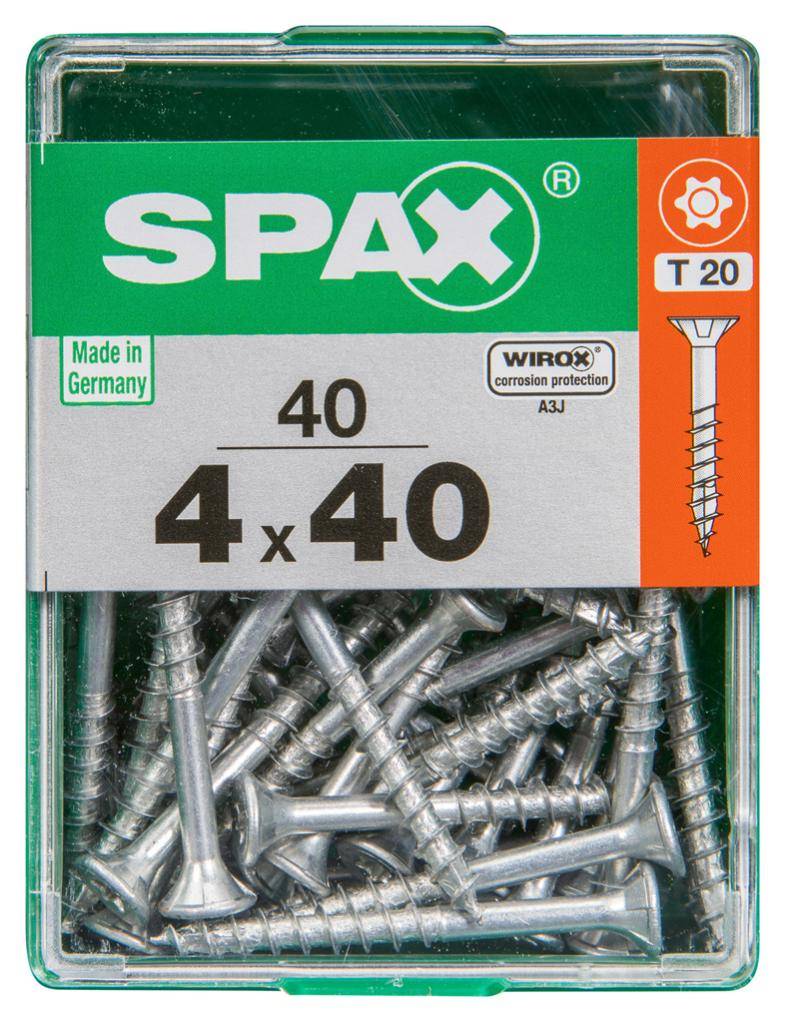 Spax - Lot de 40 vis acier tête autofraisée plate SPAX, Diam.4 mm x L.40 mm - Image 3