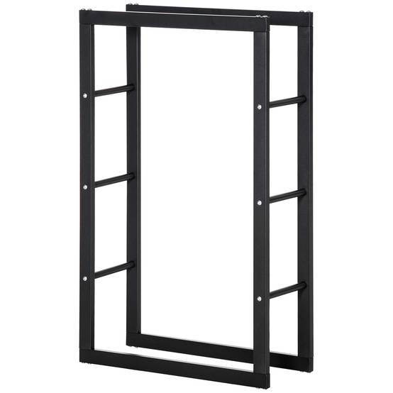 Range bûches Etagère porte bois de cheminée porte-bûches design contemporain charge max. 100 Kg dim. 60L x 25l x 100H cm métal noir - Image 2