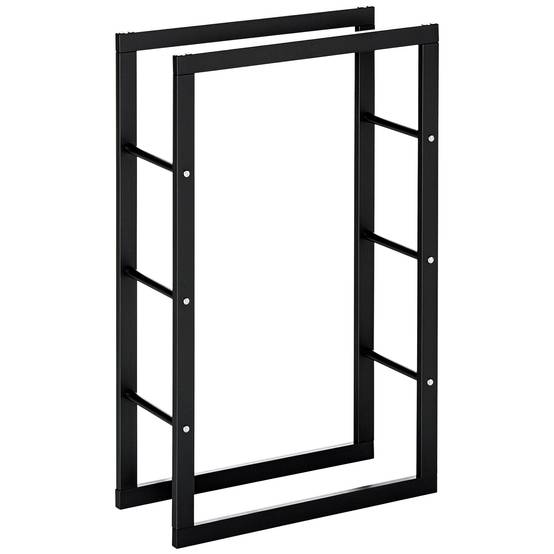 Range bûches Etagère porte bois de cheminée porte-bûches design contemporain charge max. 100 Kg dim. 60L x 25l x 100H cm métal noir - Image 1