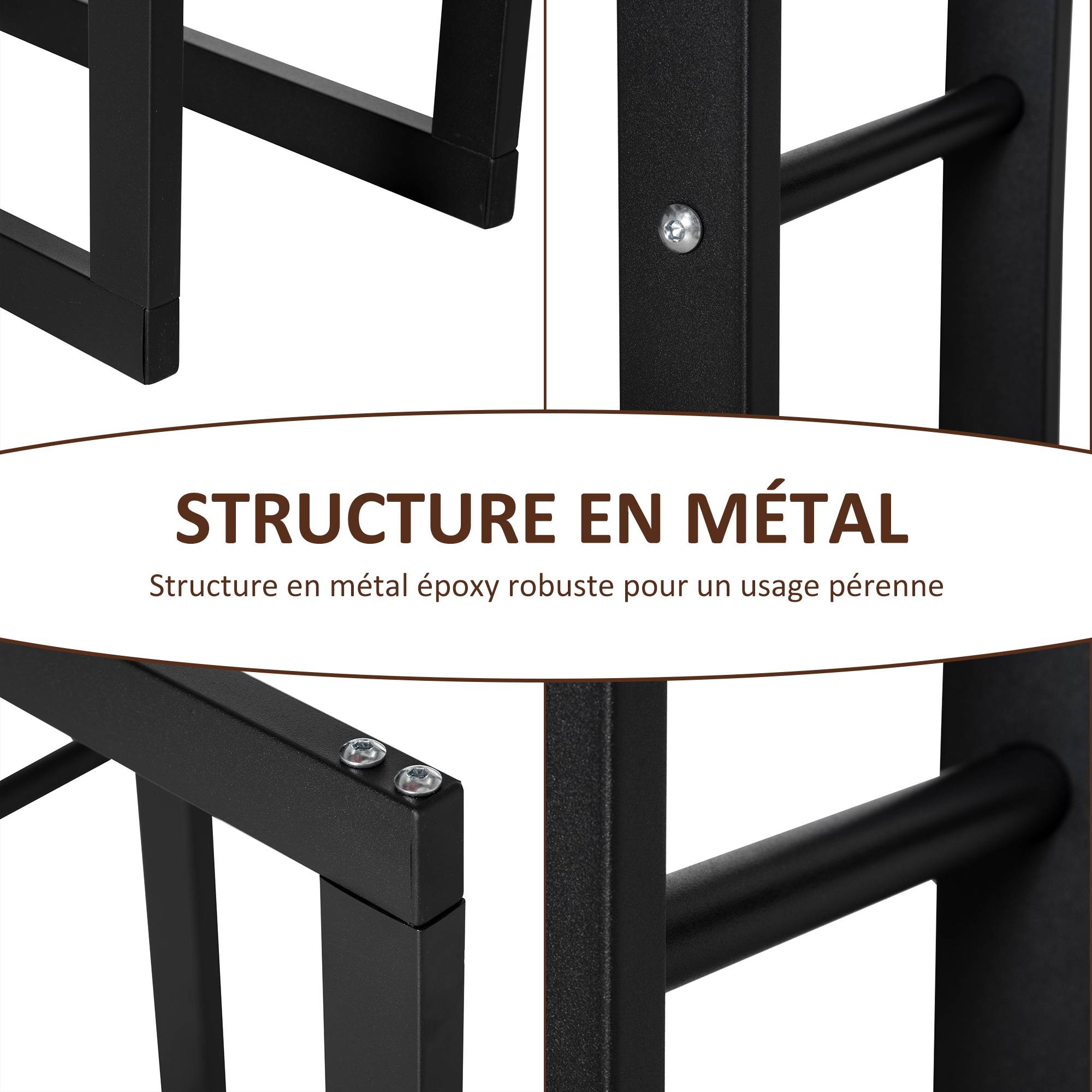 Range bûches Etagère porte bois de cheminée porte-bûches design contemporain charge max. 100 Kg dim. 60L x 25l x 100H cm métal noir - Image 8