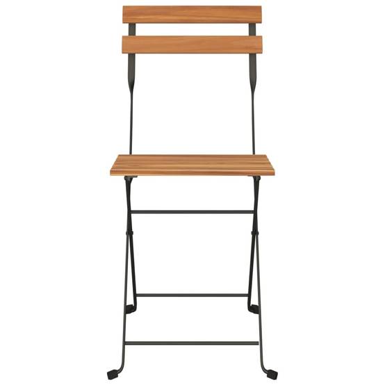 Chaises de bistrot pliantes en bois de teck et acier poudré pour terrasse extérieure Lot de 8 Brun – ComfortXL Outdoor Living - Image 4