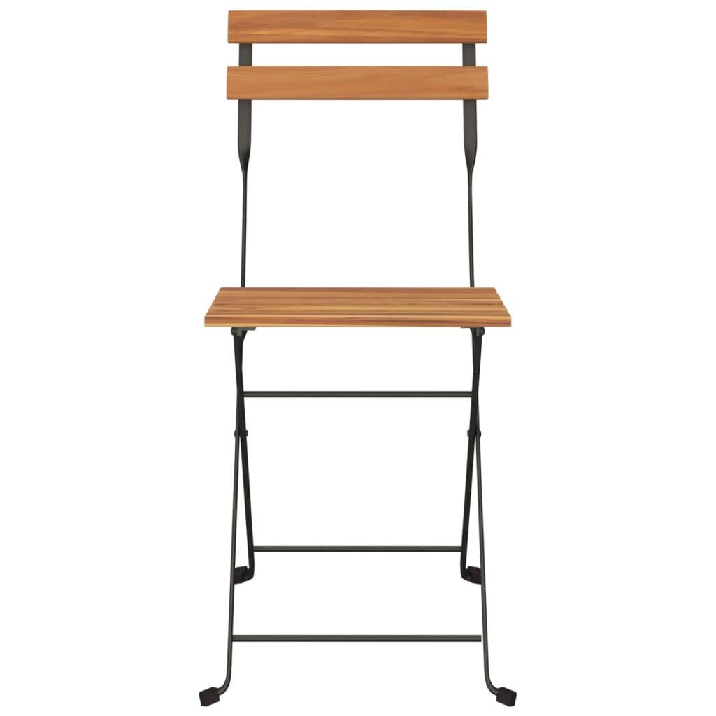 Chaises de bistrot pliantes en bois de teck et acier poudré pour terrasse extérieure Lot de 8 Brun – ComfortXL Outdoor Living - Image 4