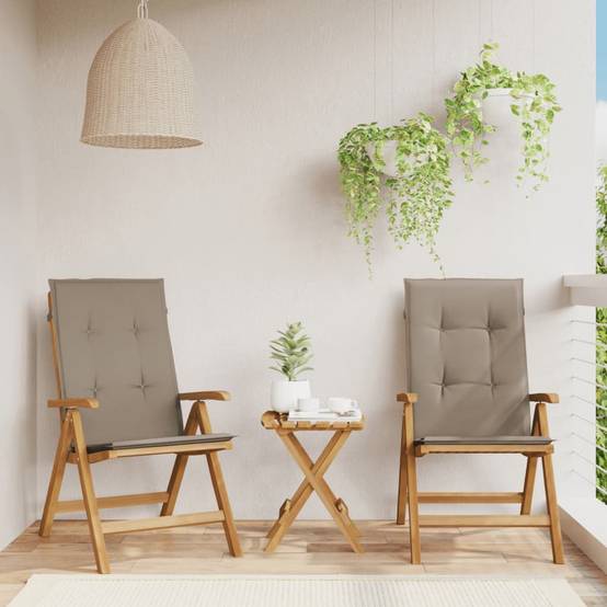 ComfortXL - Lot de 2 Fauteuils de Jardin Relax Pliants en Teck Massif avec Coussins Confortables Taupe – ComfortXL Outdoor Living - Image 1