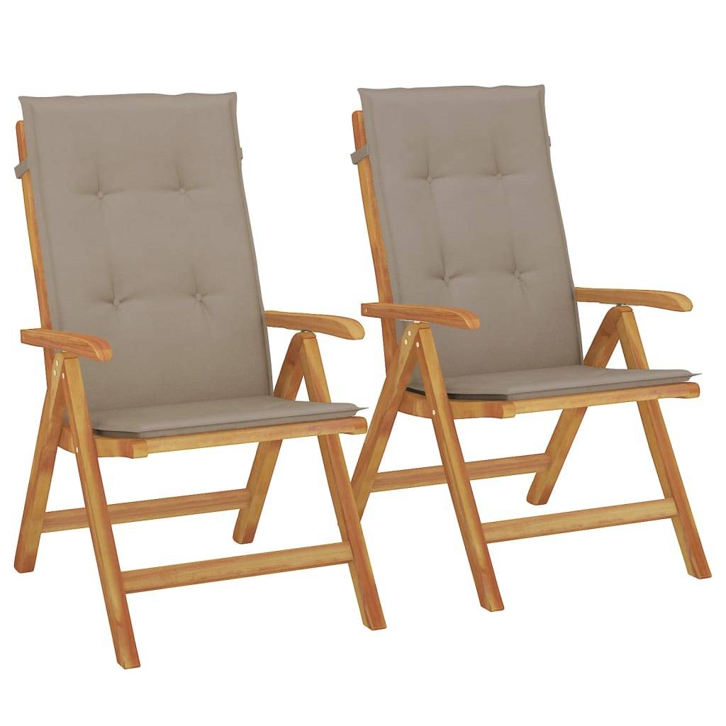 ComfortXL - Lot de 2 Fauteuils de Jardin Relax Pliants en Teck Massif avec Coussins Confortables Taupe – ComfortXL Outdoor Living - Image 2