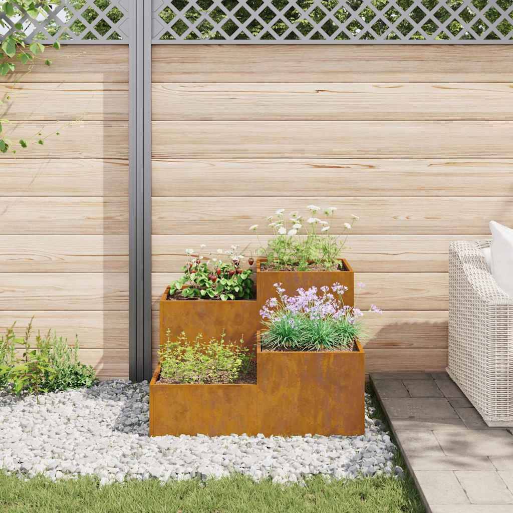 Cache-pot | Bac à fleurs de jardin Rouillé 80 x 80 x 60 cm Acier patiné - Image 4