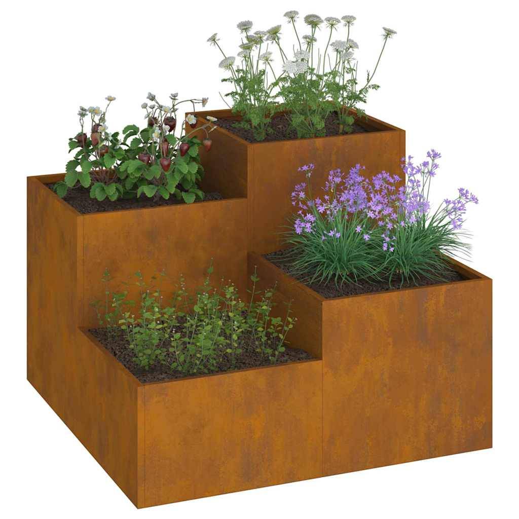 Cache-pot | Bac à fleurs de jardin Rouillé 80 x 80 x 60 cm Acier patiné - Image 3