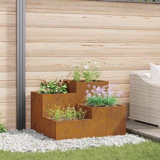 Cache-pot | Bac à fleurs de jardin Rouillé 80 x 80 x 60 cm Acier patiné - Image 2