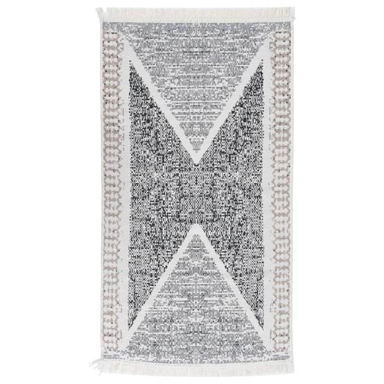 Tapis Réversible en Coton Lavable en Machine pour Salon ou Chambre Noir et Gris 120x180 cm – ComfortXL Outdoor Living - Image 1
