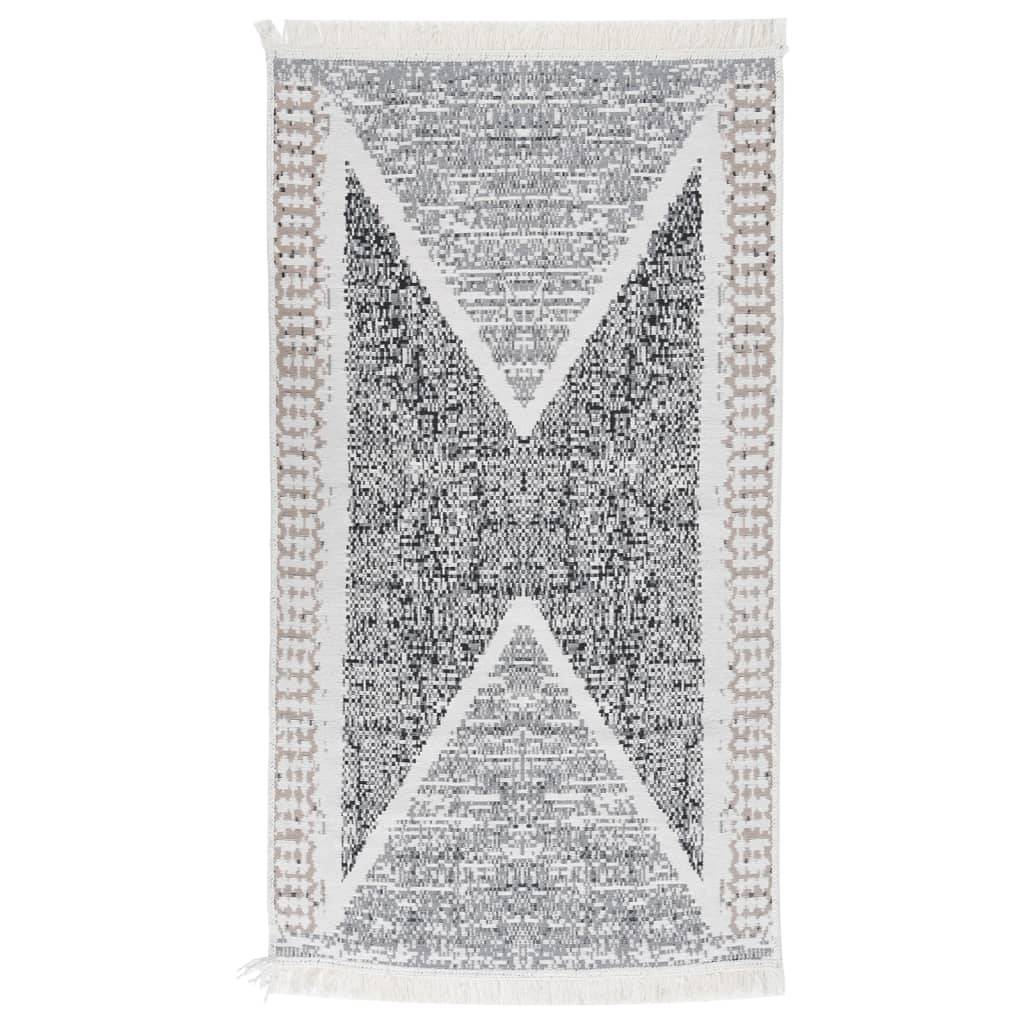 Tapis Réversible en Coton Lavable en Machine pour Salon ou Chambre Noir et Gris 120x180 cm – ComfortXL Outdoor Living - Image 1
