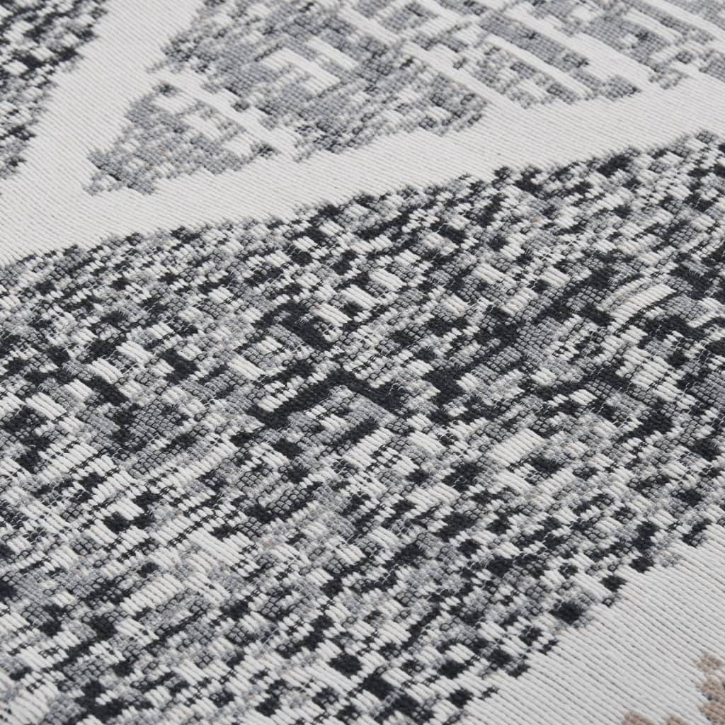 Tapis Réversible en Coton Lavable en Machine pour Salon ou Chambre Noir et Gris 120x180 cm – ComfortXL Outdoor Living - Image 4