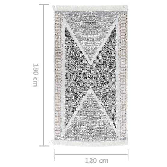 Tapis Réversible en Coton Lavable en Machine pour Salon ou Chambre Noir et Gris 120x180 cm – ComfortXL Outdoor Living - Image 7
