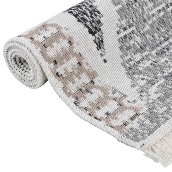 Tapis Réversible en Coton Lavable en Machine pour Salon ou Chambre Noir et Gris 120x180 cm – ComfortXL Outdoor Living - Image 6
