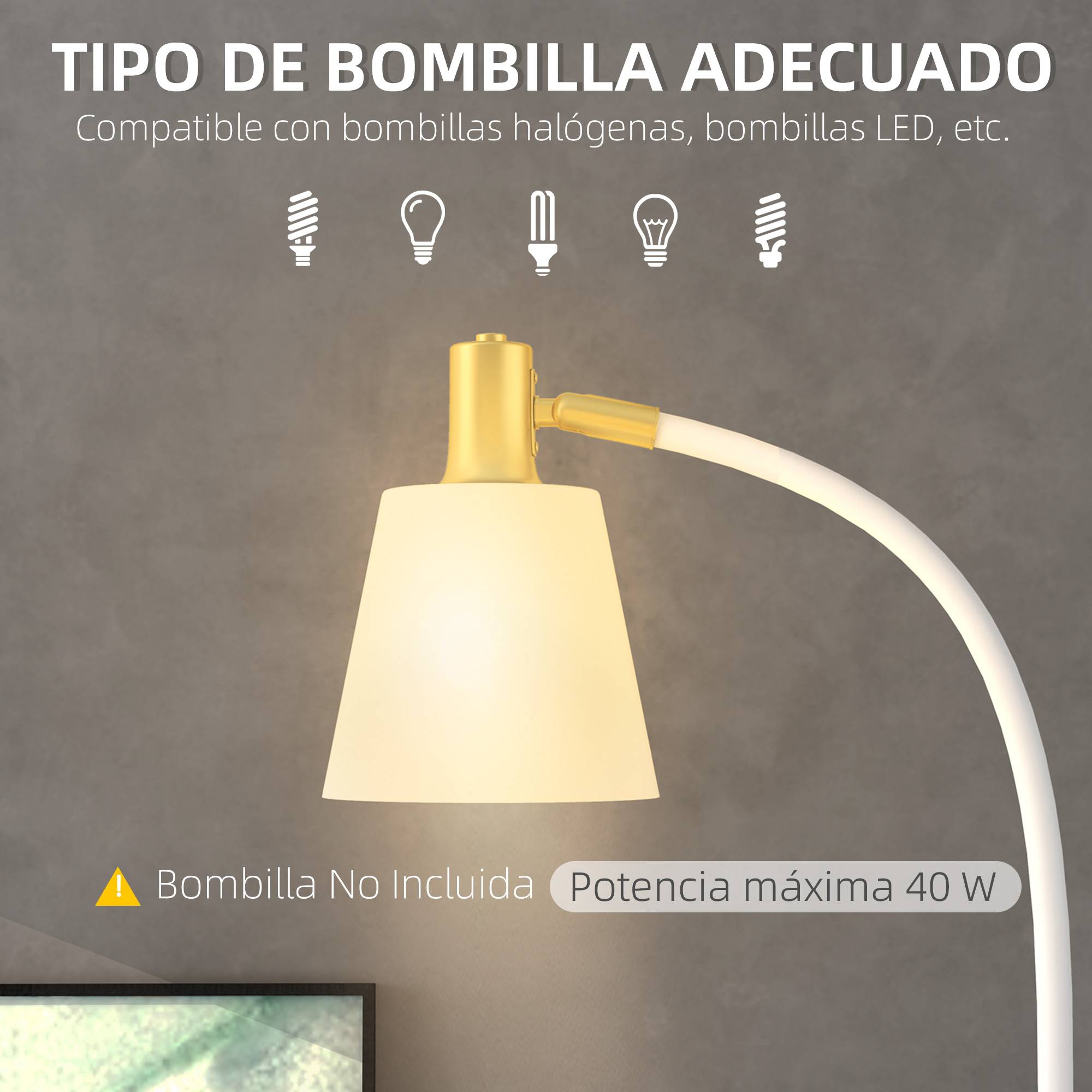 Lampadaire LED blanc et or hauteur ajustable abat-jour lecture 49 × 21 × 127–160 cm intérieur - Image 8