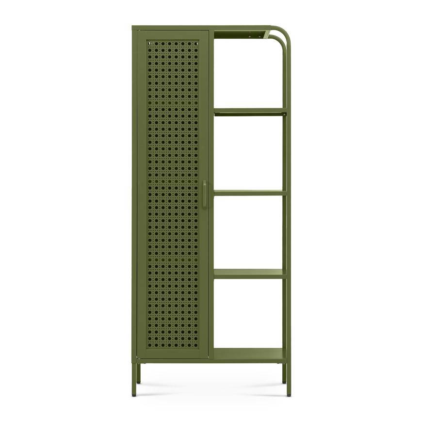 Sicaan Etagère Industrielle en métal grillagé Vert Olive 1 Porte 4 Cases - Hera - Image 3