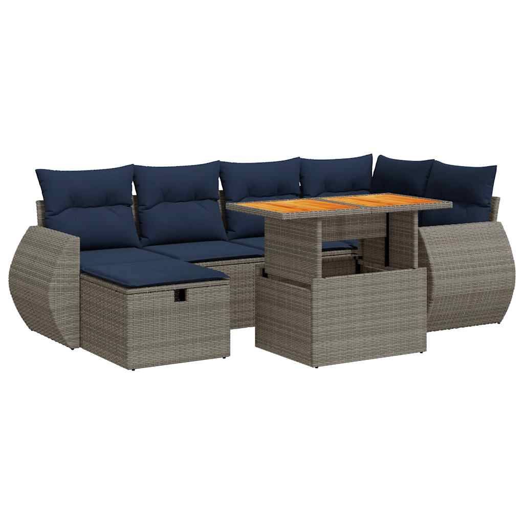 Vidaxl - Salon de jardin avec coussins 7pcs marron résine tressée acacia vidaXL 3328062 - Image 2