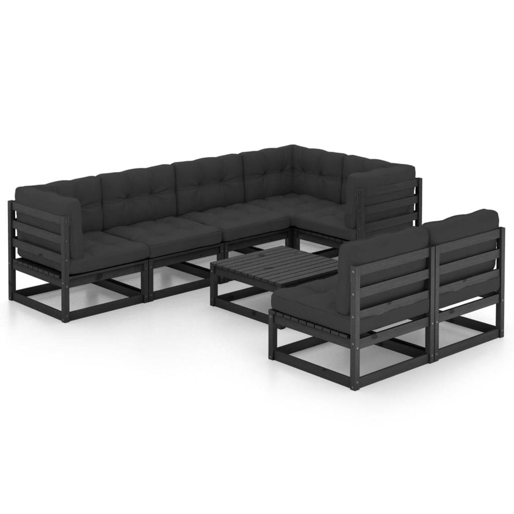 Helloshop26 - Salon de jardin meuble d'extérieur ensemble de mobilier 8 pièces avec coussins bois de pin massif - Image 1