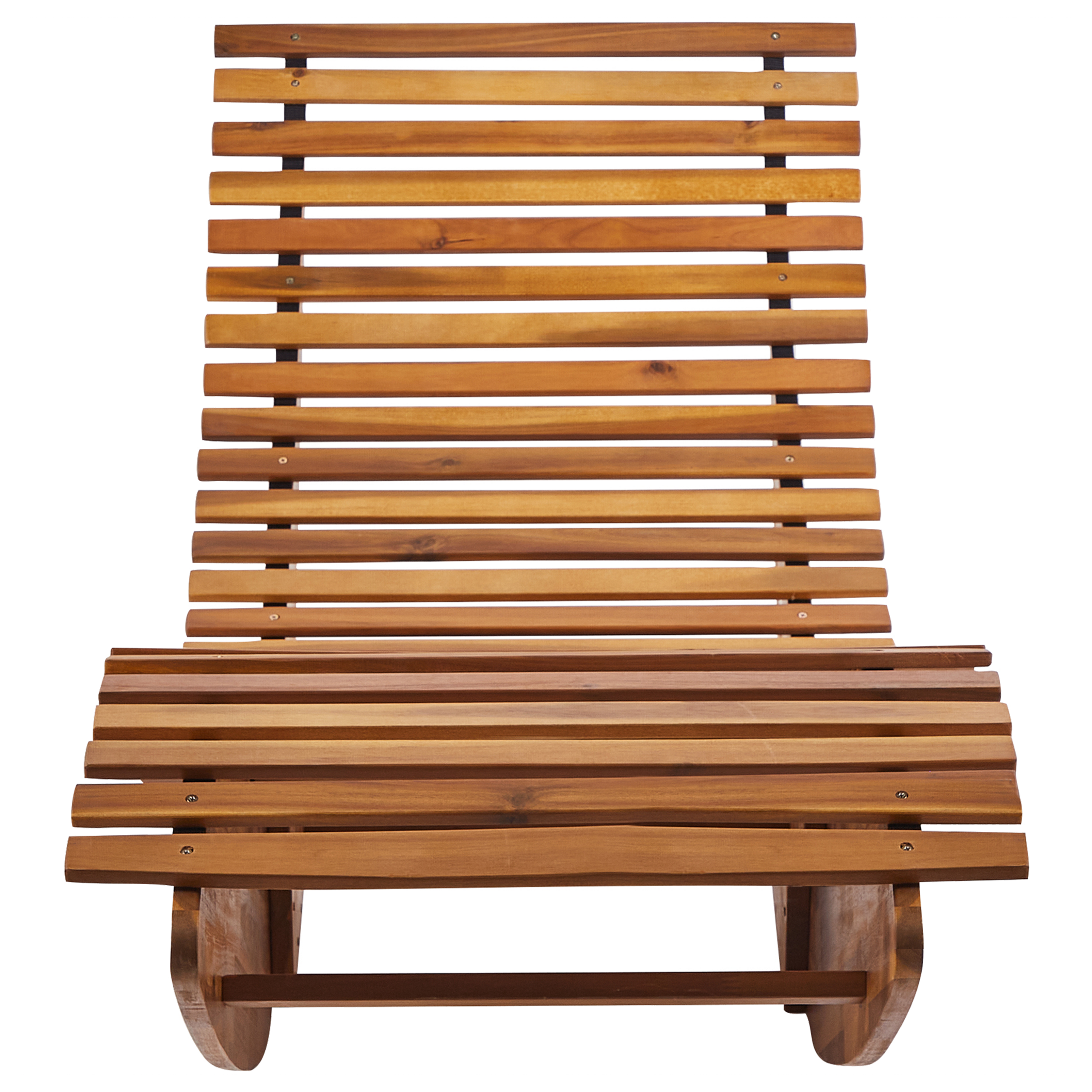 Beliani - Chaise Longue Extérieur à Bascule en Bois d'Acacia Clair Design à Lattes avec Coussin Bleu - Image 6