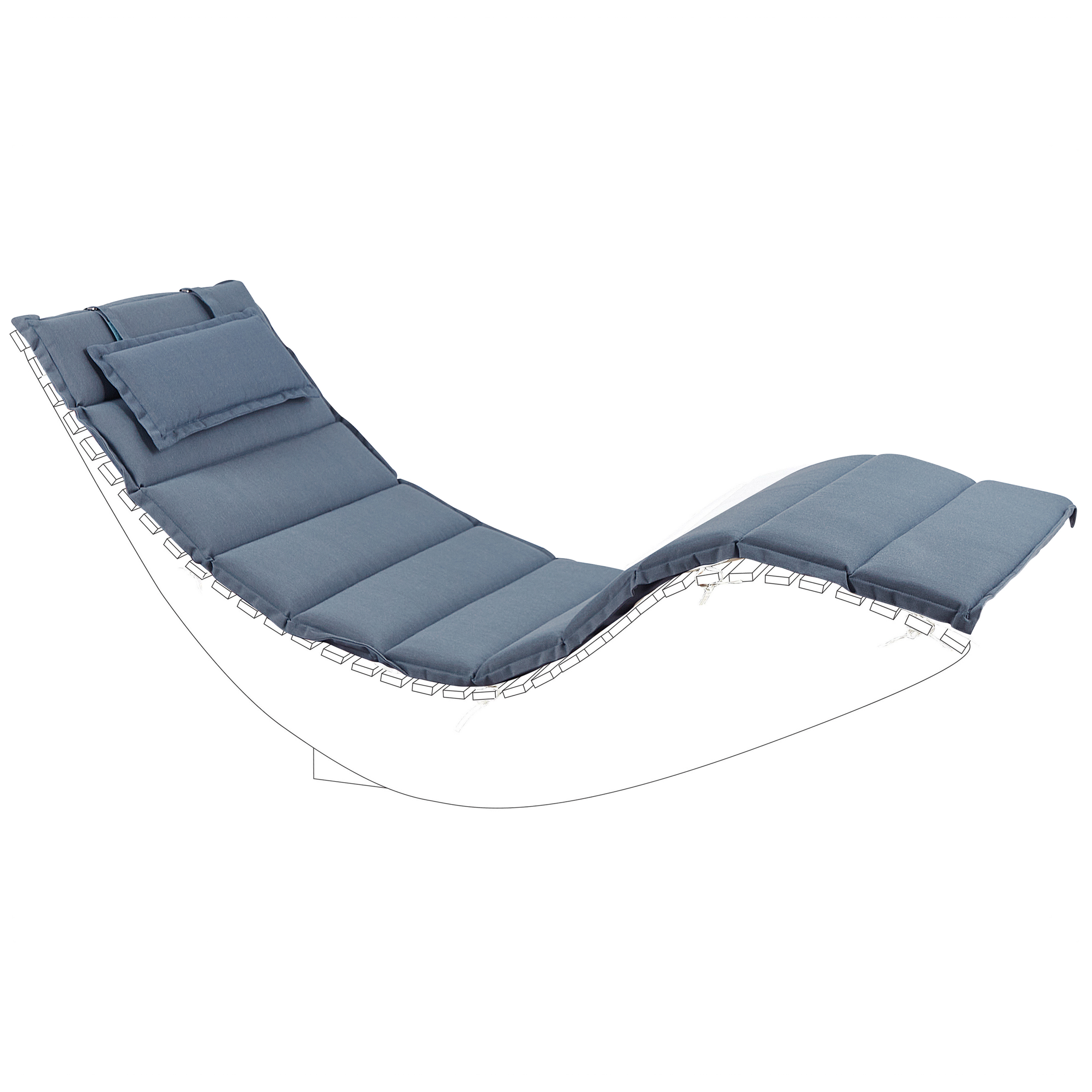 Beliani - Chaise Longue Extérieur à Bascule en Bois d'Acacia Clair Design à Lattes avec Coussin Bleu - Image 4