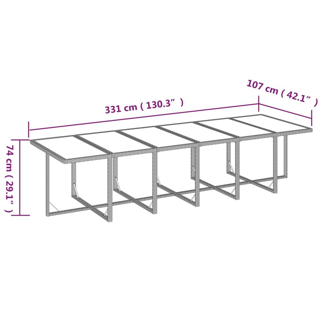 ComfortXL - Grande Table de Jardin 12 Places Encastrable Résine Tressée Grise – ComfortXL Outdoor Living - Image 10