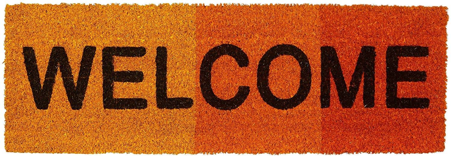 Paillasson tapis de sol porte d’entrée essuie-pieds fibres de coco tapis de sol orange - Image 1