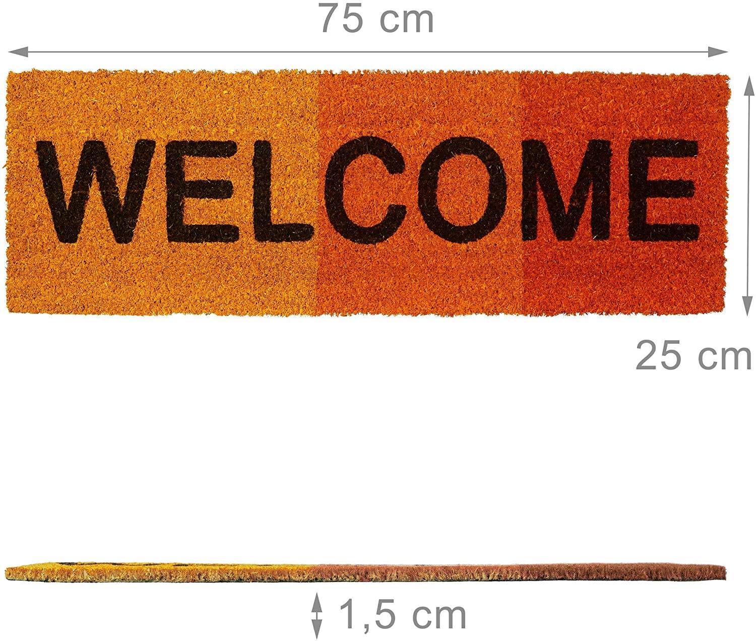 Paillasson tapis de sol porte d’entrée essuie-pieds fibres de coco tapis de sol orange - Image 2
