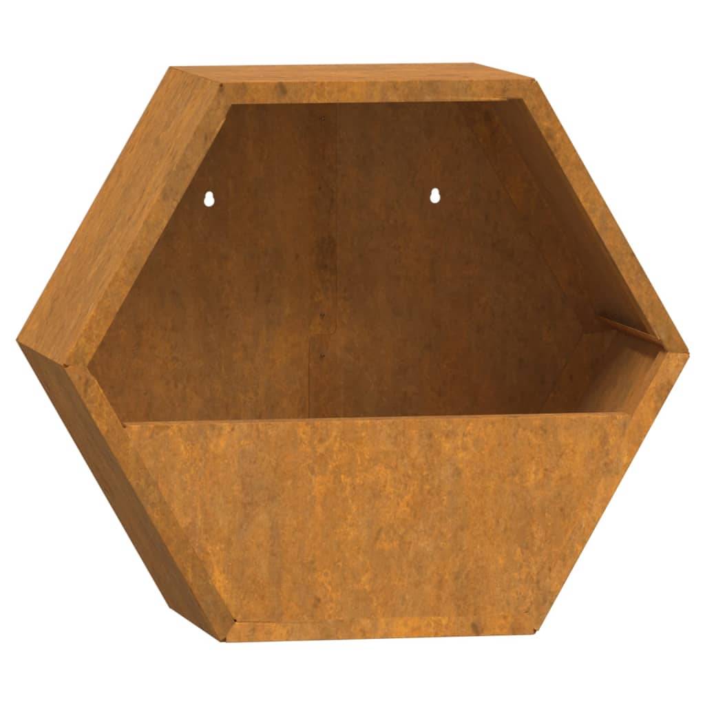 Lot de 2 Jardinières murales, Bac à fleurs, Pot de fleurs Rouillé acier corten Couleur évolue 30x10x25 cm - Image 5