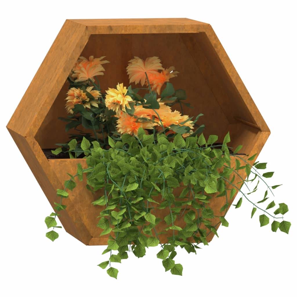 Lot de 2 Jardinières murales, Bac à fleurs, Pot de fleurs Rouillé acier corten Couleur évolue 30x10x25 cm - Image 3